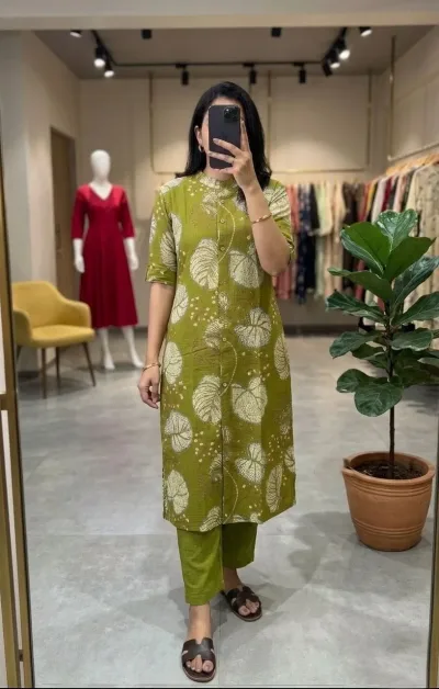 Olive Green Printed Elegant Salwar Set